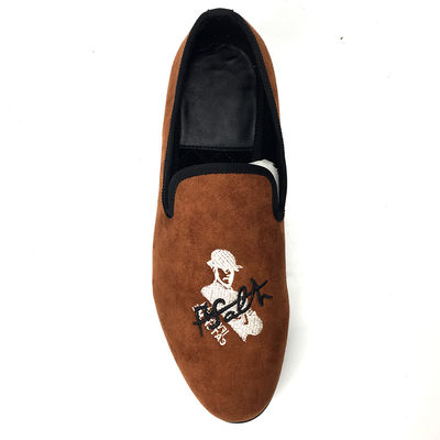 Loafers de veludo masculino laranja Usar resistente respirável Loafers de couro confortáveis