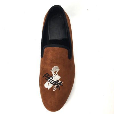 Loafers de veludo masculino laranja Usar resistente respirável Loafers de couro confortáveis