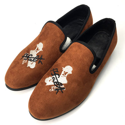 Loafers de veludo masculino laranja Usar resistente respirável Loafers de couro confortáveis