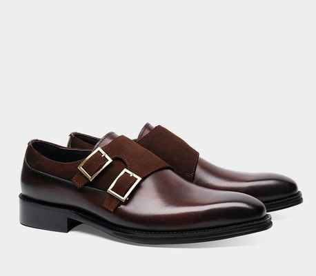 Sapatos de vestimenta para homens respiráveis resistentes ao desgaste Sapatos de correia dupla feitos à mão