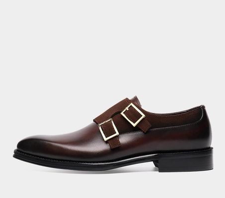 Sapatos de vestimenta para homens respiráveis resistentes ao desgaste Sapatos de correia dupla feitos à mão