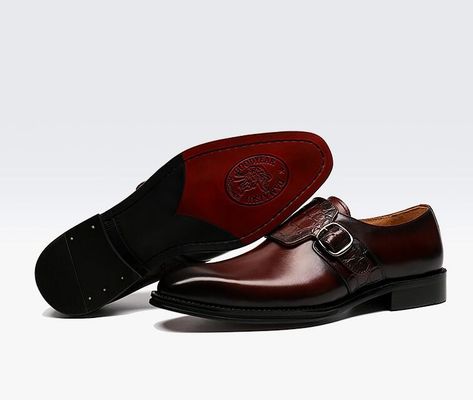 Calçados de luxo com alças para homens / Calçados de couro genuíno puro estilo italiano Loafer para homens