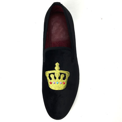 Luxo Homens Preto Velvet Loafers Redondo dedo respirável para festa / noite