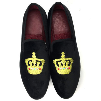 Luxo Homens Preto Velvet Loafers Redondo dedo respirável para festa / noite