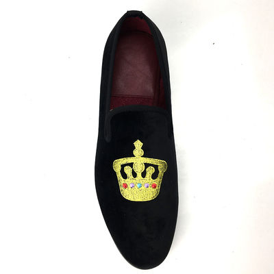 Luxo Homens Preto Velvet Loafers Redondo dedo respirável para festa / noite