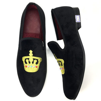 Luxo Homens Preto Velvet Loafers Redondo dedo respirável para festa / noite
