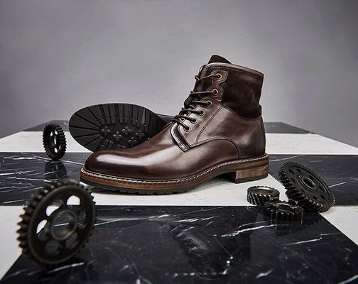 Confortável Homem Vestido de Couro Botas Café Suave E Sapatos Vintage Azul