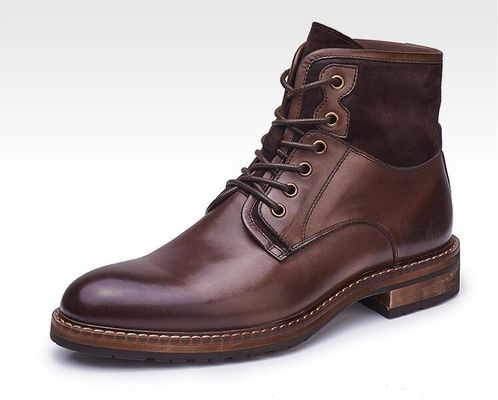 Confortável Homem Vestido de Couro Botas Café Suave E Sapatos Vintage Azul