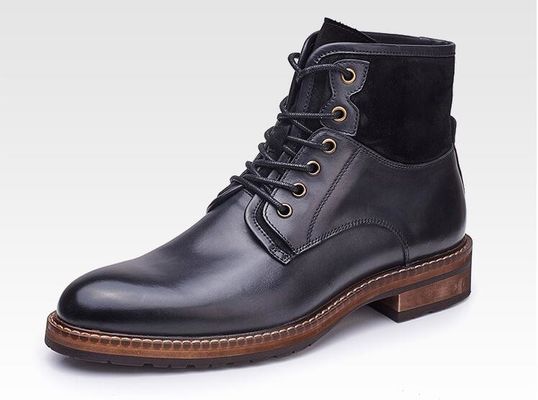 Confortável Homem Vestido de Couro Botas Café Suave E Sapatos Vintage Azul