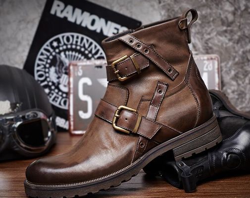 Botas britânicas retrô de couro genuíno Martin / Botas da moda Chelsea