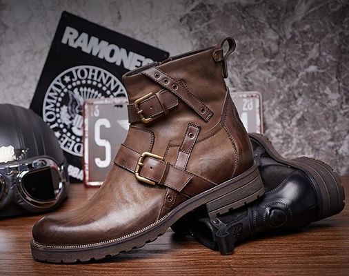 Botas britânicas retrô de couro genuíno Martin / Botas da moda Chelsea