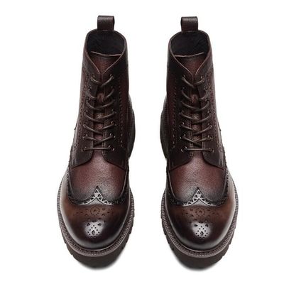 Moda tornozelo botas de couro genuínas quentes, sapatos de trabalho para homens tipo de fechamento.