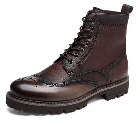 Moda tornozelo botas de couro genuínas quentes, sapatos de trabalho para homens tipo de fechamento.