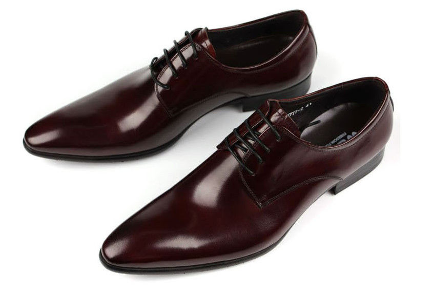 Calçados de vestido de couro masculino estilo Oxford Vermelho escuro / preto