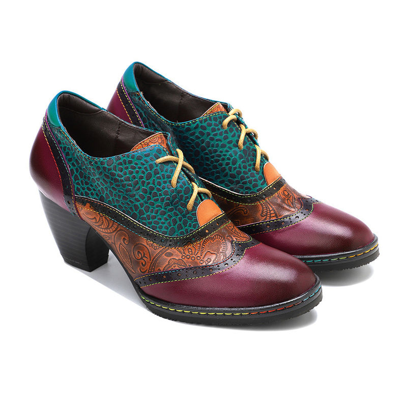 Estilo Retro Sapatos de Vestido Feminino De Couro Sapatos De Lentes De Mulheres Com Sola De Borracha