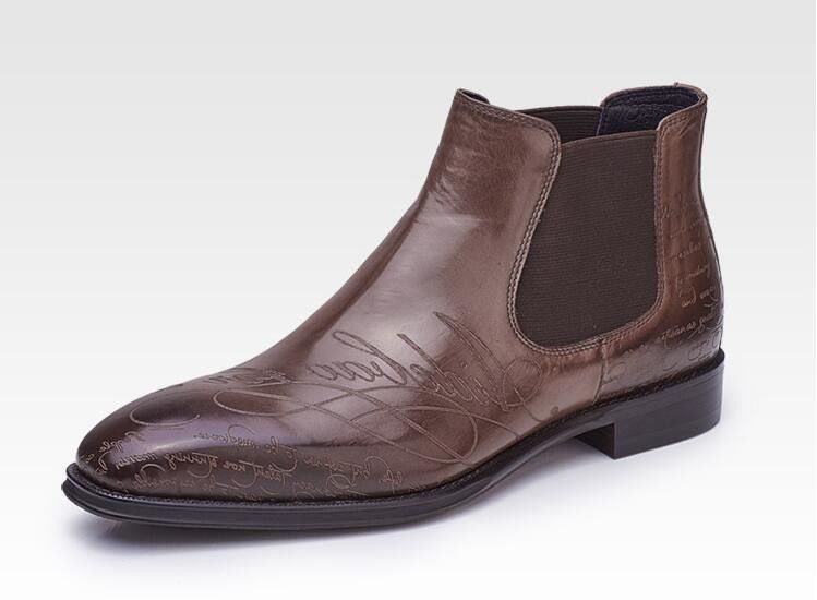 Formal Casual Homens Ankle Boots Round Toe Leather Homens Lace Up Zipper Boots
