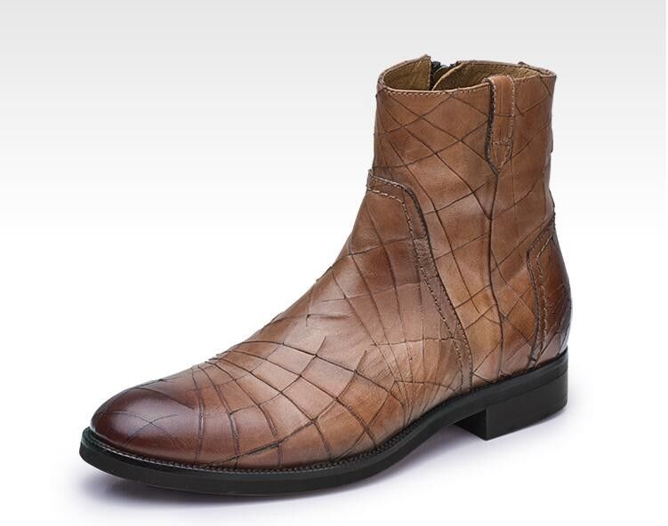 Inverno clássico calçado casual de couro masculino tamanho normal botas de tornozelo de algodão