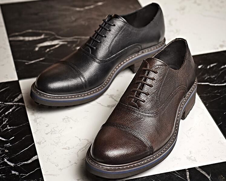 Calçados de couro masculino tecido calçados de couro elegante Goodyear calçados com duas pontas