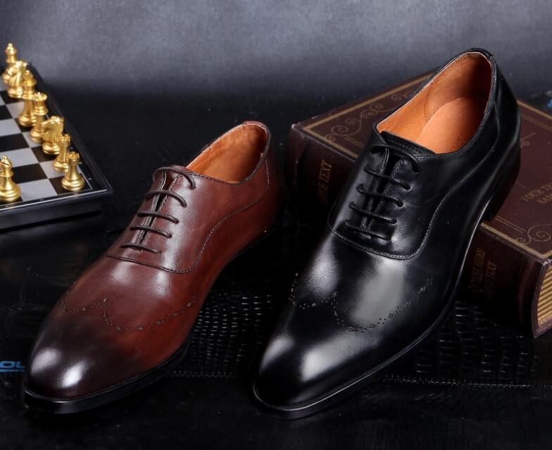 Moda Homens vestidos formais sapatos, Brogue escondido saltos altos calçado de couro para homens